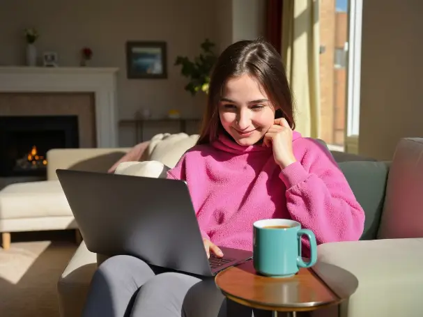 Creador completando un perfil en una laptop en casa